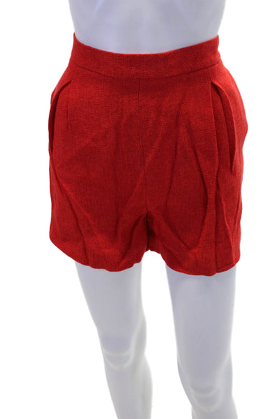 Giambattista Valli Womens Pleated Two Pocket Pocket High-Rise Shorts Red Size 38