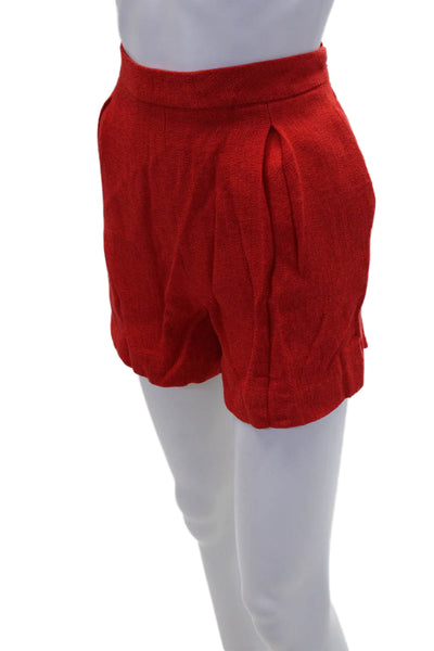 Giambattista Valli Womens Pleated Two Pocket Pocket High-Rise Shorts Red Size 38