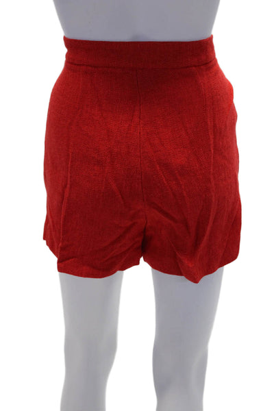 Giambattista Valli Womens Pleated Two Pocket Pocket High-Rise Shorts Red Size 38