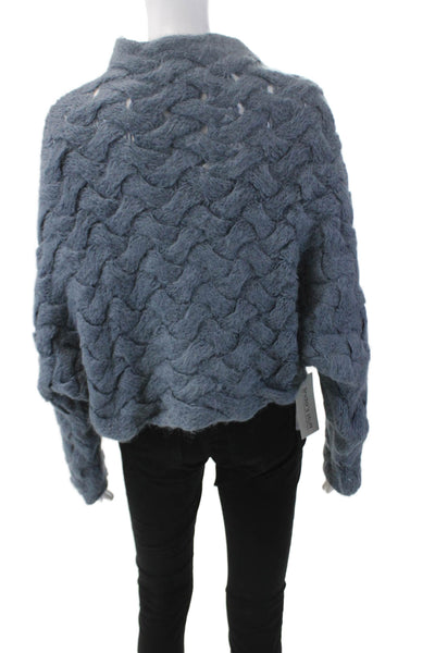 Matthildur Womens Alpaca Suri Long Sleeves Turtleneck Sweater Blue Size Small