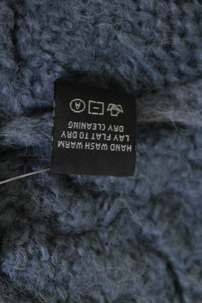 Matthildur Womens Alpaca Suri Long Sleeves Turtleneck Sweater Blue Size Small