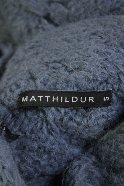 Matthildur Womens Alpaca Suri Long Sleeves Turtleneck Sweater Blue Size Small