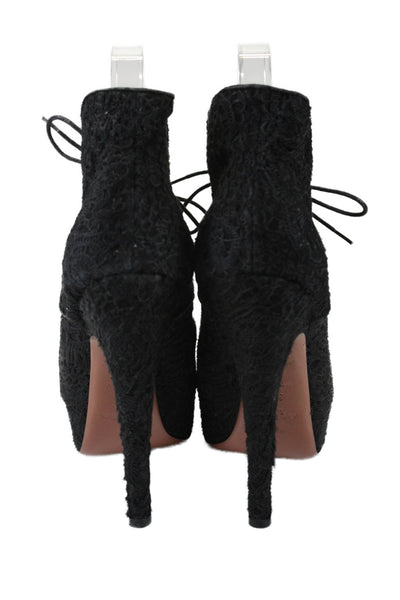 Alaia Womens Abstract Print Lace Up Ankle Boots Heels Black Size 36.5 6.5
