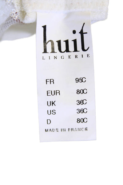 Huit Lingerie Womens Rose Embroidered Under Wire Balconette Bra White Size 36 C