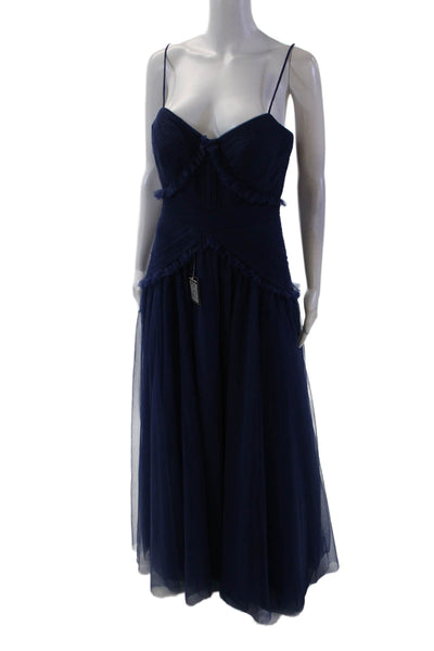 Zac Posen Womens Sleeveless Sweetheart Neck Zipper Full-Length Gown Blue Size 4