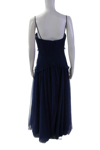 Zac Posen Womens Sleeveless Sweetheart Neck Zipper Full-Length Gown Blue Size 4