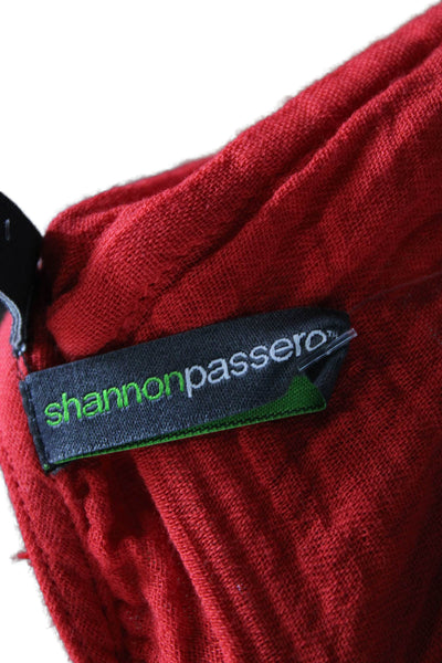 Shannon Passrto Long Sleeve Round Neck Pullover Blouse Top Red Size S