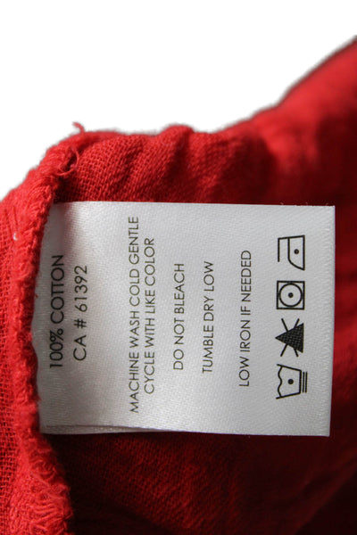 Shannon Passrto Long Sleeve Round Neck Pullover Blouse Top Red Size S