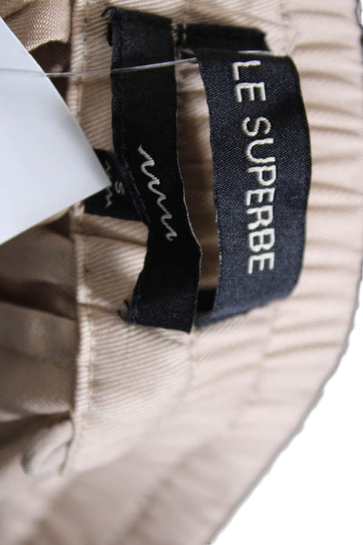 Le Superbe Women's Drawstring Waist Straight Leg Track Pants Beige Size S