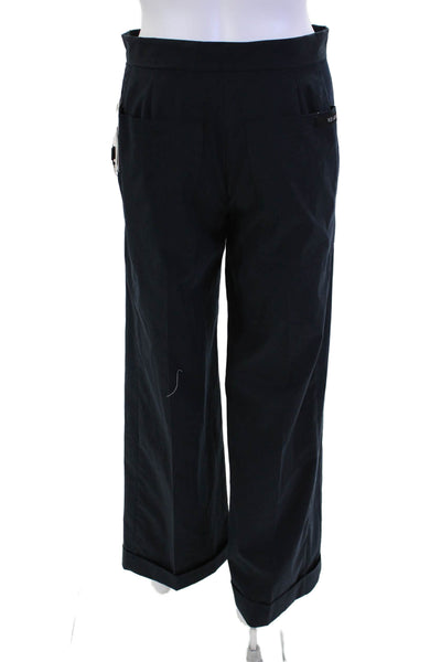 WE.AR4 Womens Hook Closure Flat Front Wide Leg Trouser Navy Blue Size XS