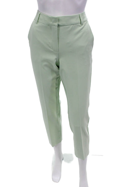 Marella Womens Zippered Mid-Rise Tapered Dress Pants Solid Green Size 0
