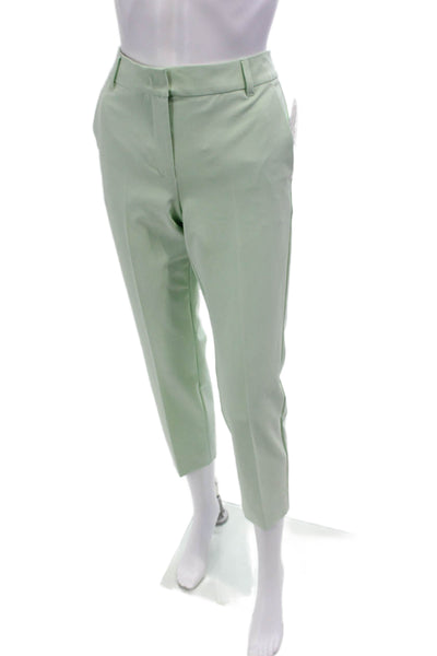 Marella Womens Zippered Mid-Rise Tapered Dress Pants Solid Green Size 0
