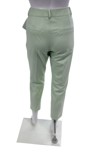 Marella Womens Zippered Mid-Rise Tapered Dress Pants Solid Green Size 0