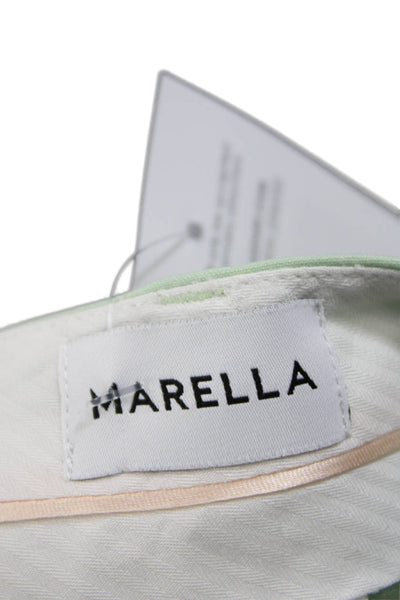 Marella Womens Zippered Mid-Rise Tapered Dress Pants Solid Green Size 0