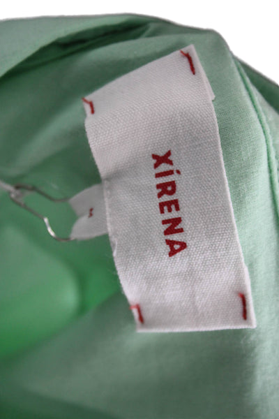 Xirena Womens Cotton Channing Collared Short Sleeve Button-Down Top Green Size S