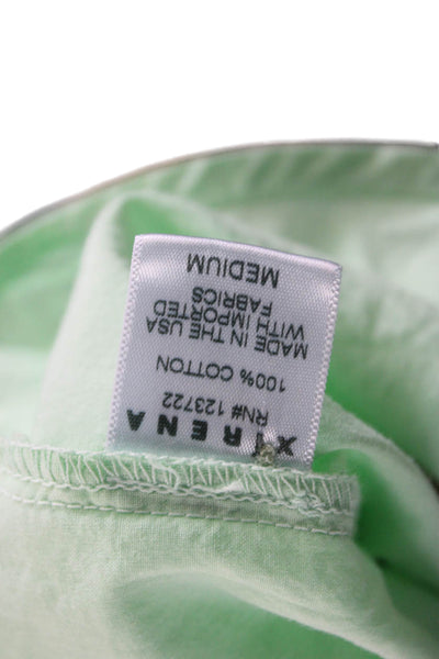 Xirena Womens Cotton Channing Collared Short Sleeve Button-Down Top Green Size S