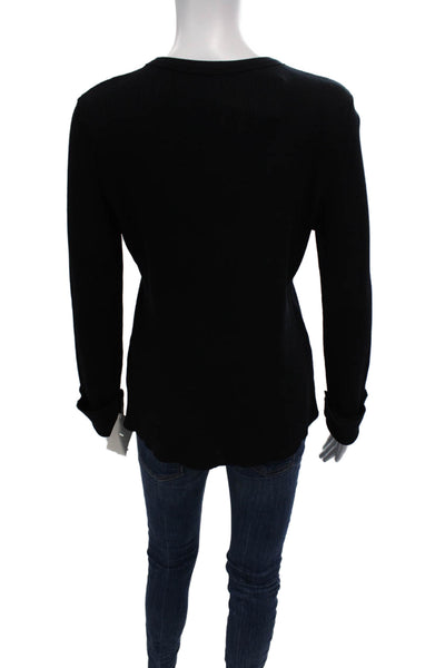 Pharaoh Womens Cotton Round Neck Long Sleeve Basic T-Shirt Black Size XL