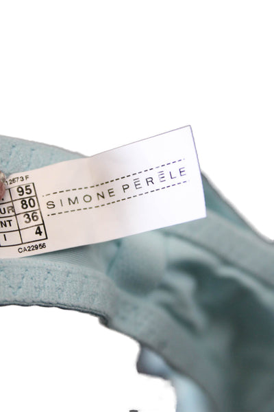 Simone Perele Womens Embroidered Eyelet Marquises Bra Sky Blue Size 36 C