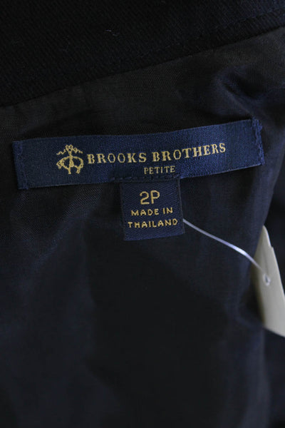 Brooks Brothers Womens V Neck Short Sleeves Dress Black Wool Size 2 Petite