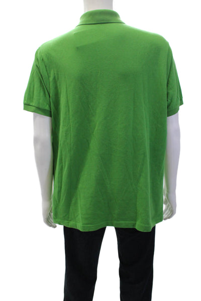 Lacoste Mens Cotton Collar Short Sleeve Polo Shirt Solid Green Size 7