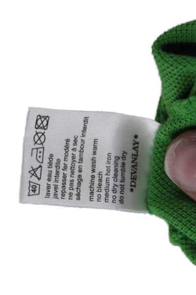 Lacoste Mens Cotton Collar Short Sleeve Polo Shirt Solid Green Size 7