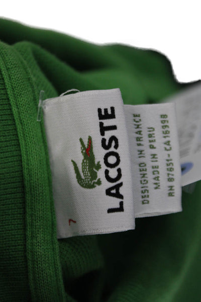 Lacoste Mens Cotton Collar Short Sleeve Polo Shirt Solid Green Size 7