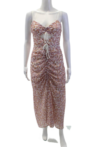 Significant Other Womens Floral Sleeveless V-neck Zip Mid-Calf Dress Pink Size 4