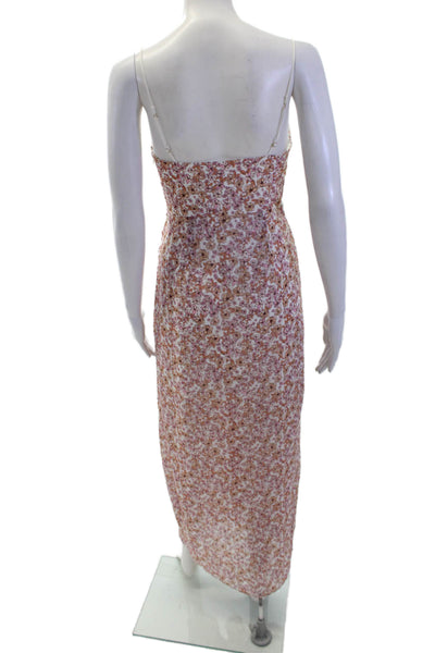 Significant Other Womens Floral Sleeveless V-neck Zip Mid-Calf Dress Pink Size 4