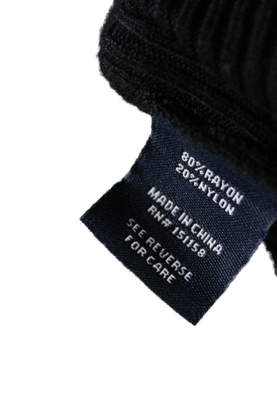 525 America Womens Rubbed Long Sleeve Crossover Knit Top Black Size S