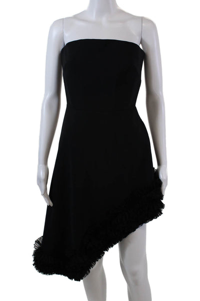 Greta Constantine Womens Strapless Asymmetrical Hem Dress Black Size S