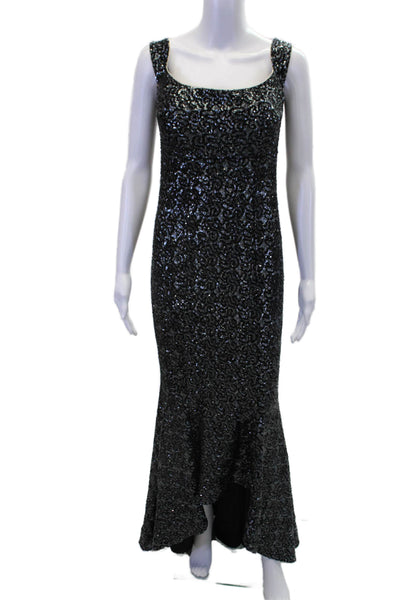 Olvis Womens Metallic Sequined Off The Shoulder Zipped Gown Black Size 2