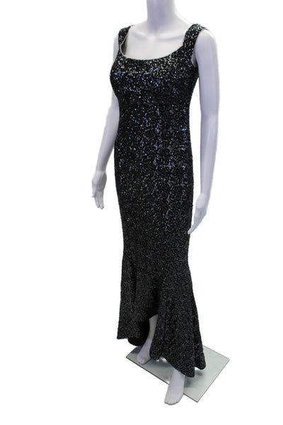 Olvis Womens Metallic Sequined Off The Shoulder Zipped Gown Black Size 2
