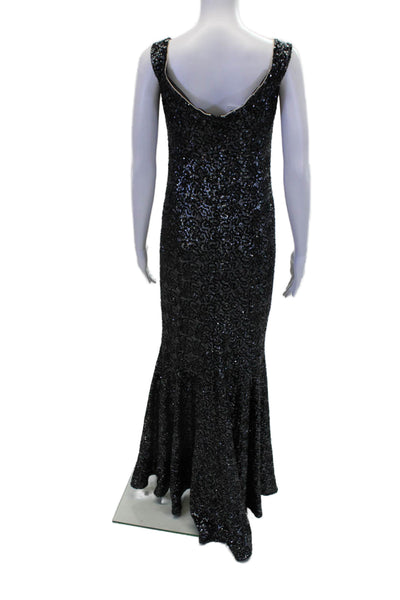 Olvis Womens Metallic Sequined Off The Shoulder Zipped Gown Black Size 2
