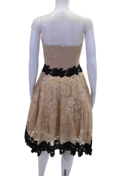 Olvis Womens Floral Print Lace Sweetheart High-Low Pull-Over Dress Beige Size 2