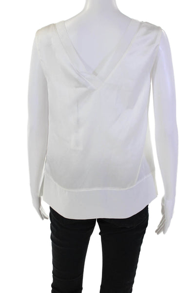 Milly Womens Avianna Satin Sleeveless V Neck Blouse White Size P