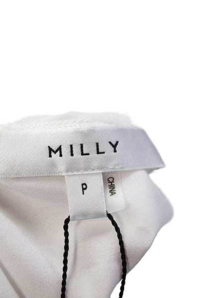Milly Womens Avianna Satin Sleeveless V Neck Blouse White Size P