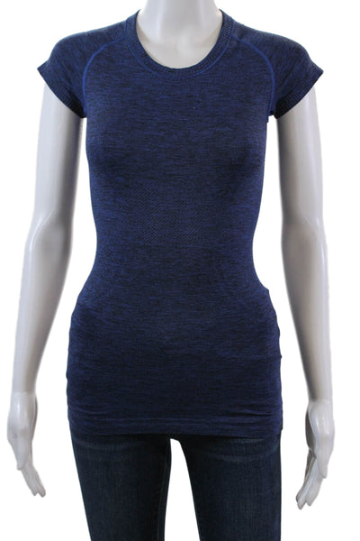 Lululemon Womens Crew Neck Short Sleeve Active Tee Top Dark Blue Size 1