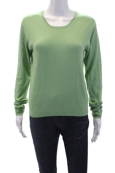 Maria Di Ripabianca Womens Silk Long Sleeve Round Neck Knit Top Green Size 12