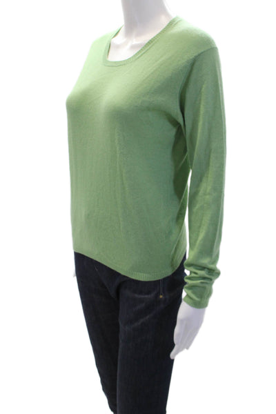 Maria Di Ripabianca Womens Silk Long Sleeve Round Neck Knit Top Green Size 12