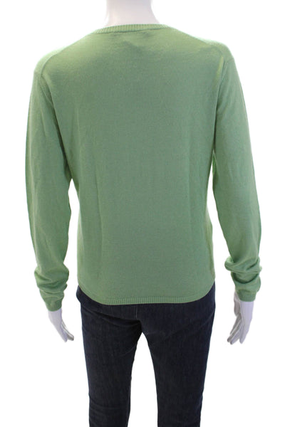 Maria Di Ripabianca Womens Silk Long Sleeve Round Neck Knit Top Green Size 12