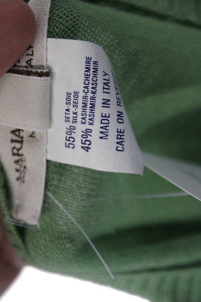 Maria Di Ripabianca Womens Silk Long Sleeve Round Neck Knit Top Green Size 12