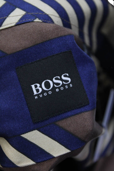 Boss Hugo Boss Mens Silk Geometric Print Button Front Shirt Multicolor Size S