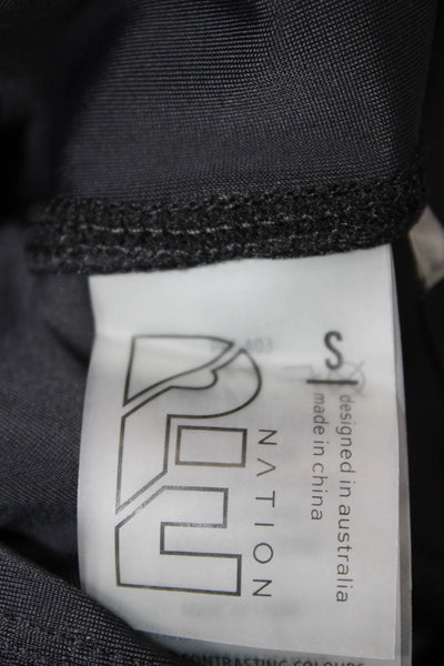 PE Nation Womens High Rise Striped Logo Sweep Leggings Black White Size Small