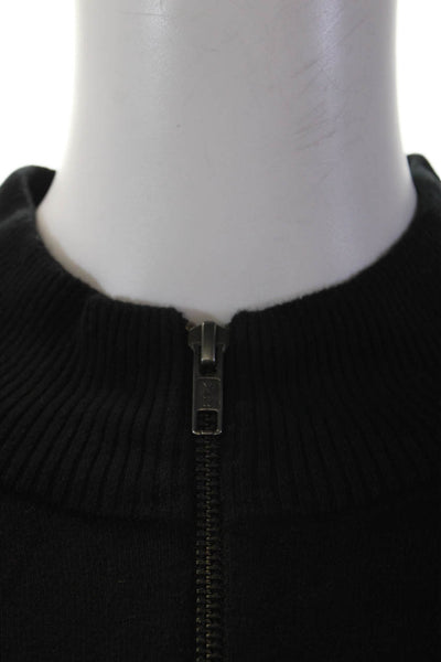 Philanthropy Womens Long Sleeve Front Zip Mock Neck Sweater Black Cotton Medium