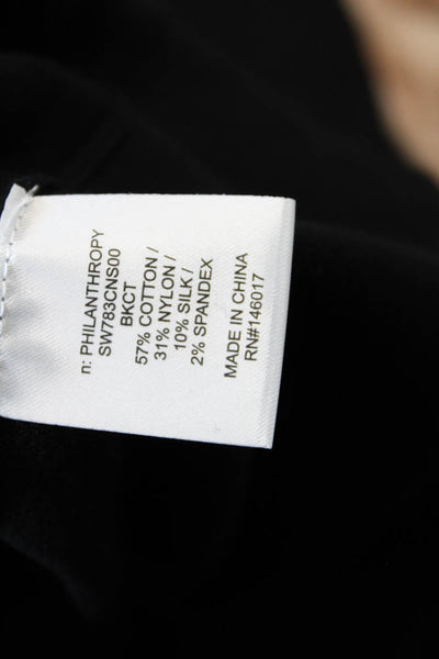 Philanthropy Womens Long Sleeve Front Zip Mock Neck Sweater Black Cotton Medium