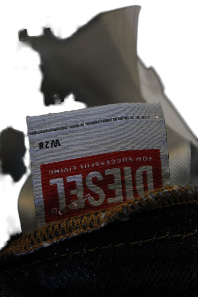 Diesel Women's Embellish Buckle Medium Wash Straight Leg Denim Pants Size 28