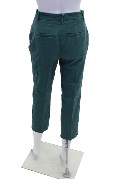 Boden Womens Textured Zip Straight Leg Pleated Lined Pants Green Size 0P