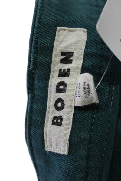 Boden Womens Textured Zip Straight Leg Pleated Lined Pants Green Size 0P