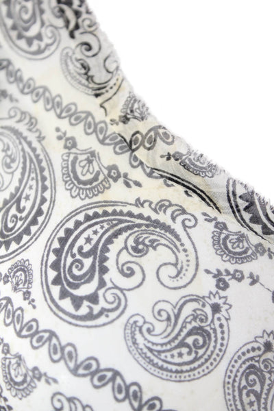 Pierre Balmain Womens Silk Sheer Paisley Print Tank Top Blouse White Size XS