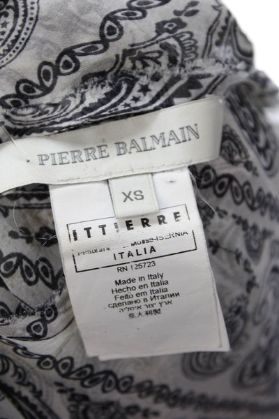 Pierre Balmain Womens Silk Sheer Paisley Print Tank Top Blouse White Size XS